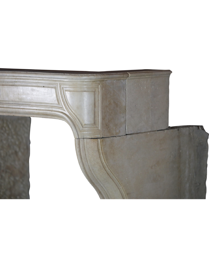 Classic French White Stone Fireplace