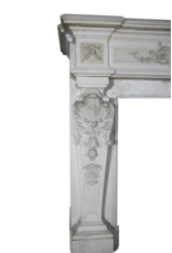 Parisian Monumental Antique Fireplace Surround In White Statuary Marble