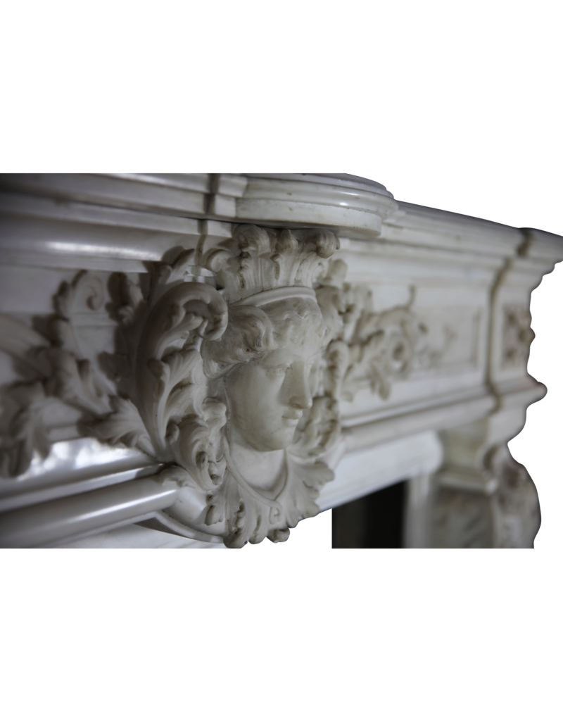 Maison Leon Van den Bogaert Parisian Monumental Antique Fireplace Surround In White Statuary Marble