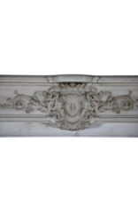 Parisian Monumental Antique Fireplace Surround In White Statuary Marble