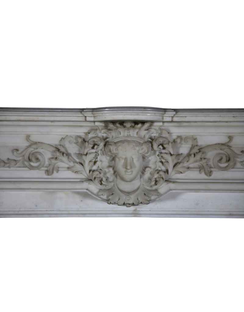 Cheminée Parisienne Monumentale Antique Palladium En Marbre Sculpture Blanc