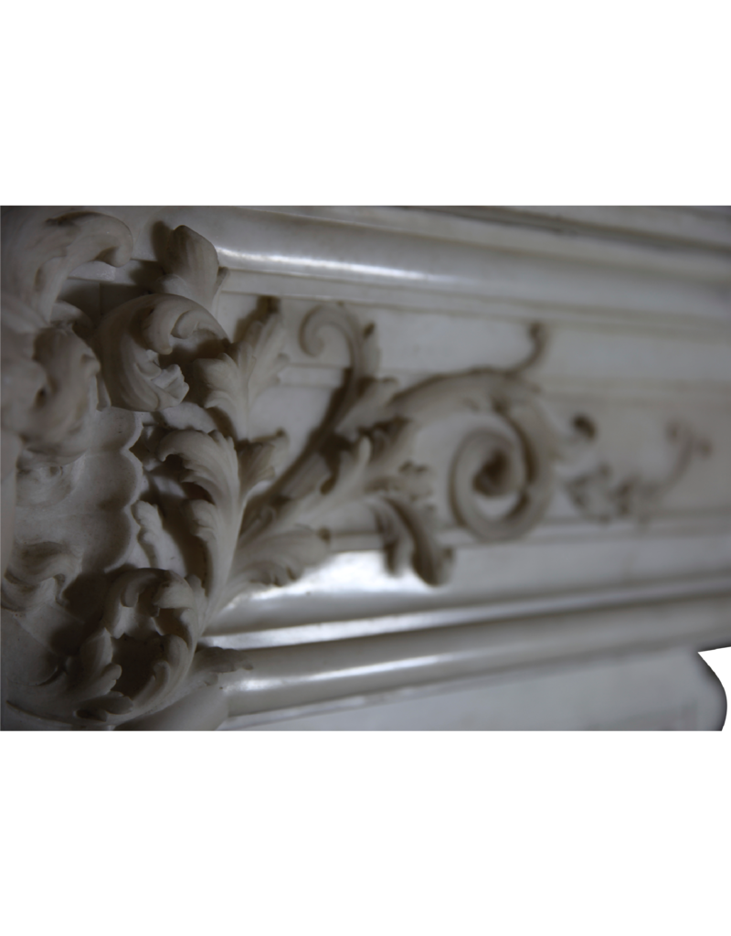 Parisian Monumental Antique Fireplace Surround In White Statuary Marble
