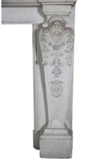 Parisian Monumental Antique Fireplace Surround In White Statuary Marble