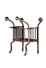Particular Antique Historic Fire Basket In Wrought Iron