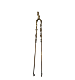 Maison Leon Van den Bogaert Antique Fireplace Tongs With Panter Detail