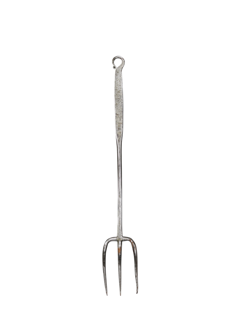 Tenedor Para Parrilla De Chimenea De Acero, Siglo XVII, Procedente De Francia