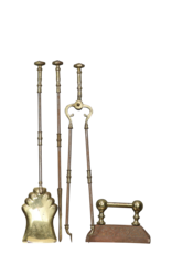 Maison Leon Van den Bogaert Antique Victorian Quality Brass Fire Tool Set