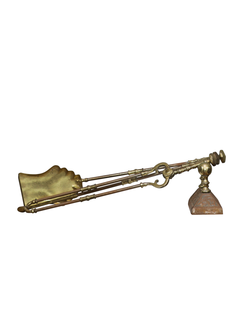 Antique Victorian Quality Brass Fire Tool Set