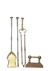 Maison Leon Van den Bogaert Antique Victorian Quality Brass Fire Tool Set