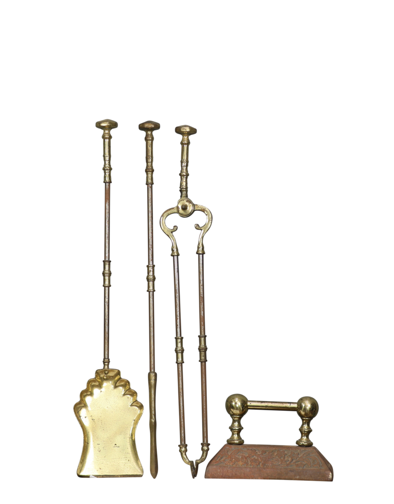 Maison Leon Van den Bogaert Ensemble D'outils De Feu En Laiton De Qualité Victorienne Antique