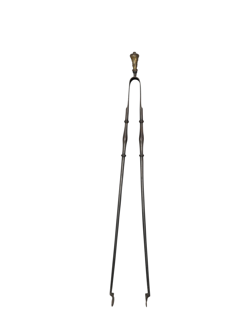 Maison Leon Van den Bogaert Antique Victorian Period Fireplace Tongs In Great Condition