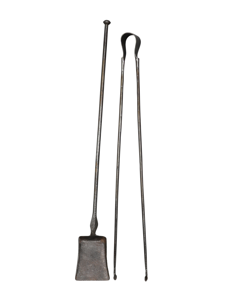 Ensemble D'outils De Cheminée Français Antique En Fer Forgé Du 17Ème Siècle