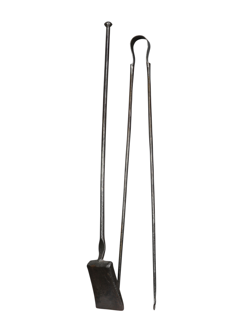 Maison Leon Van den Bogaert Juego De Herramientas Para Chimenea Francés Antiguo De Hierro Forjado Del Siglo XVII