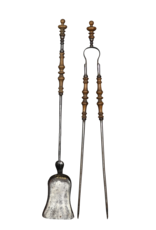 Maison Leon Van den Bogaert Normandy Fireplace Tool Set In Wrought Iron With Wooden Details
