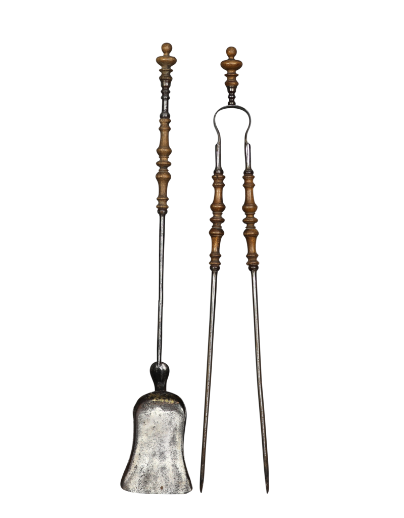 Maison Leon Van den Bogaert Ensemble D'outils De Cheminée Normandy En Fer Forgé Avec Détails En Bois