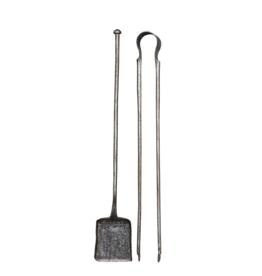 Fireplace Tool Set From The 17Th Century In Wrought Iron