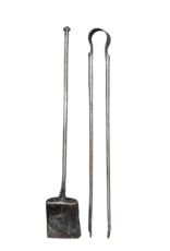 Fireplace Tool Set From The 17Th Century In Wrought Iron