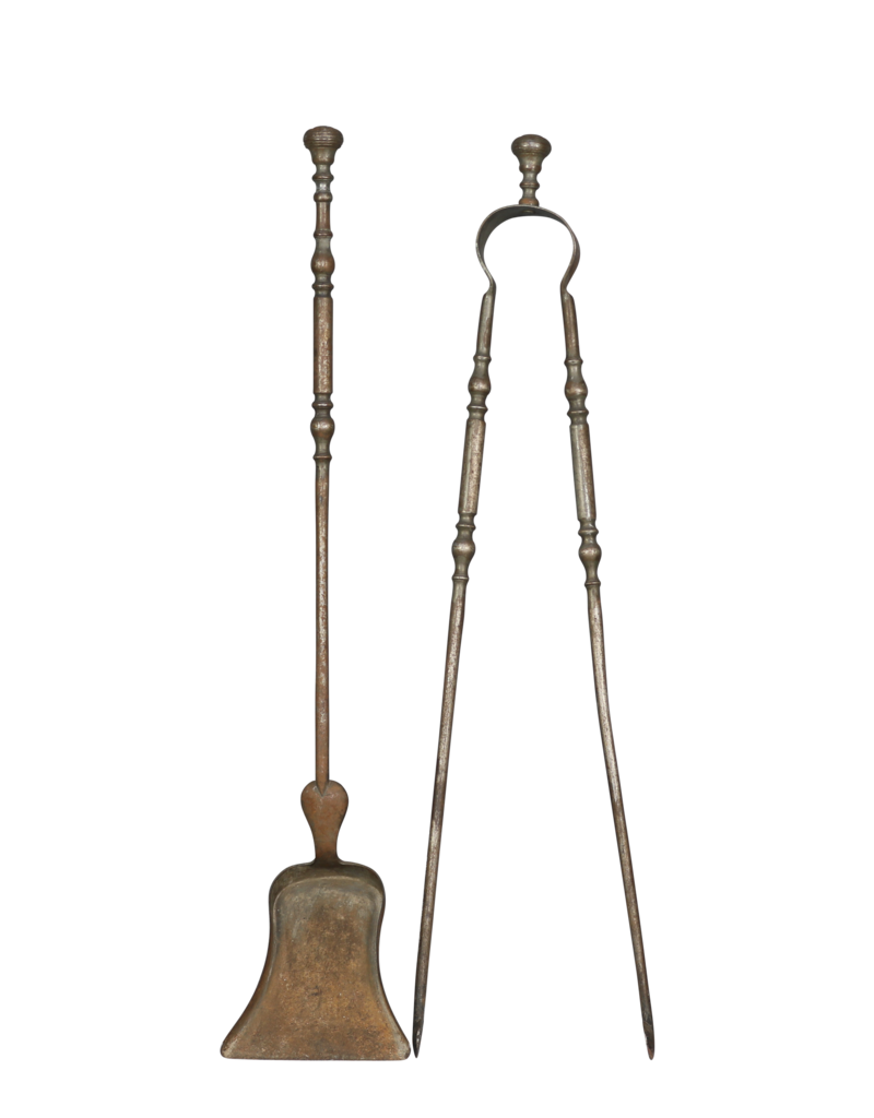 19Th Century French Campagnarde Fireplace Tools Set In Iron