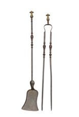 Maison Leon Van den Bogaert Directoire Period Fireplace Tool Ensemble With Brass Detail
