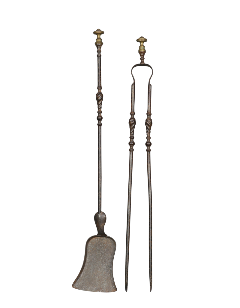Maison Leon Van den Bogaert Directoire-Periode Open Haardgereedschapsemble Met Koperen Details