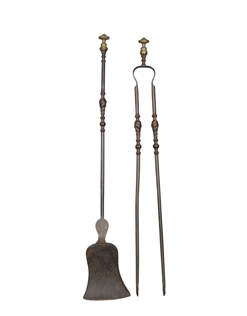 Maison Leon Van den Bogaert Ensemble D'outils De Cheminée D'époque Directoire Avec Détail En Laiton