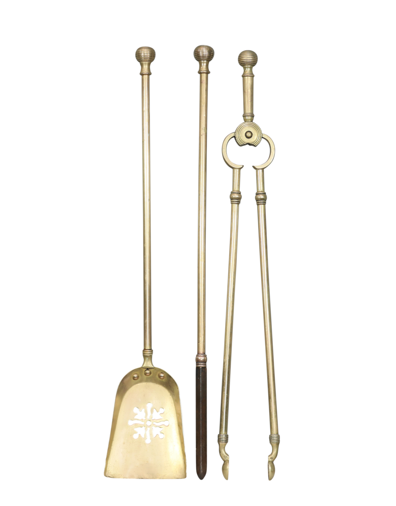 Maison Leon Van den Bogaert Zeitloses Kaminbesteck-Set aus Messing