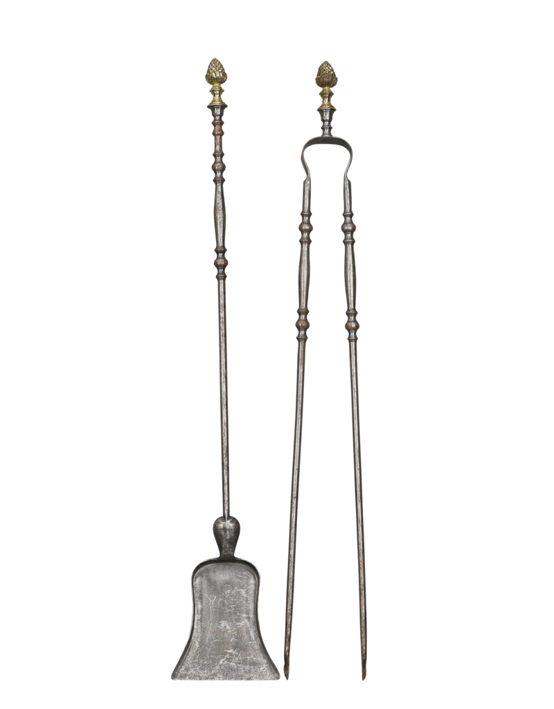 Ensemble D'Outils De Cheminée Victorienne De Luxe En Laiton Du 19Ème Siècle