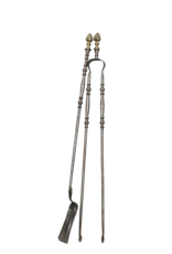 Ensemble D'Outils De Cheminée Victorienne De Luxe En Laiton Du 19Ème Siècle