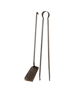Exceptional 17Th Century Set Of Wrought Iron Fireplace Tools Set