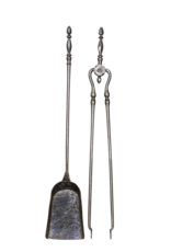 Excepcional Juego De Herramientas Originales Para Chimenea De Hierro Forjado En Excelentes Condiciones, Procedente De Francia