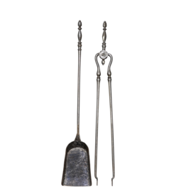 Exceptional Original Wrought Iron Fireplace Tools Set In Great Condition From France