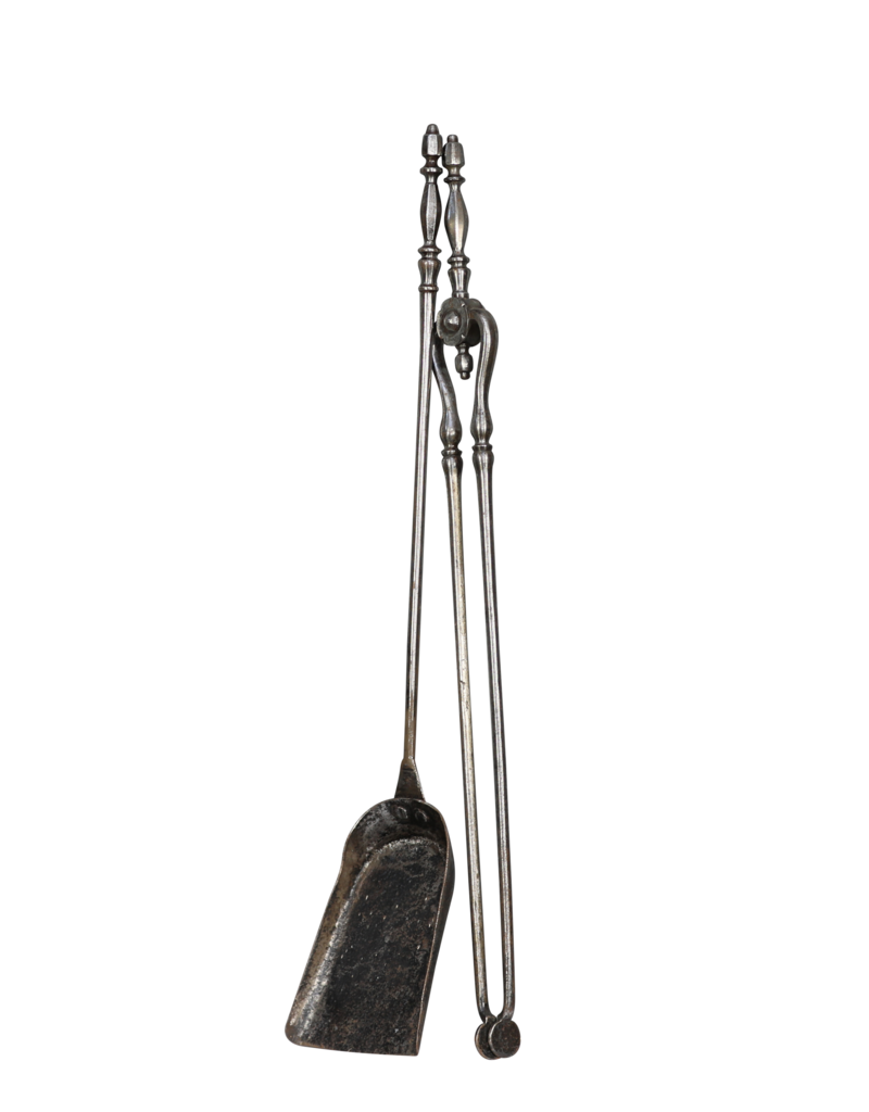 Excepcional Juego De Herramientas Originales Para Chimenea De Hierro Forjado En Excelentes Condiciones, Procedente De Francia