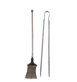 17Th Century Wrought Iron Fireplace Side Tools From France