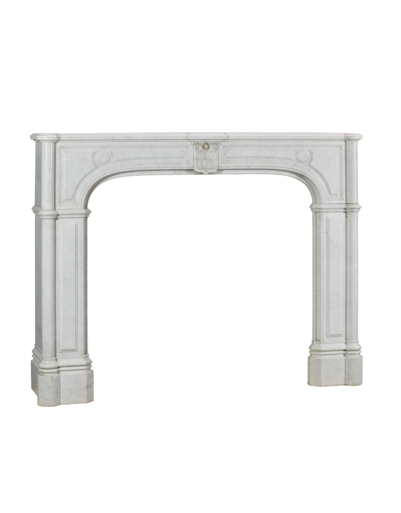 Maison Leon Van den Bogaert Unique Pair of Carrara Marble Decorative Historic Antique Fireplace Mantles