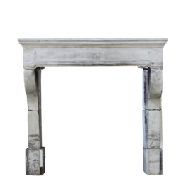 Antique French Campagnard Limestone Fireplace Surround