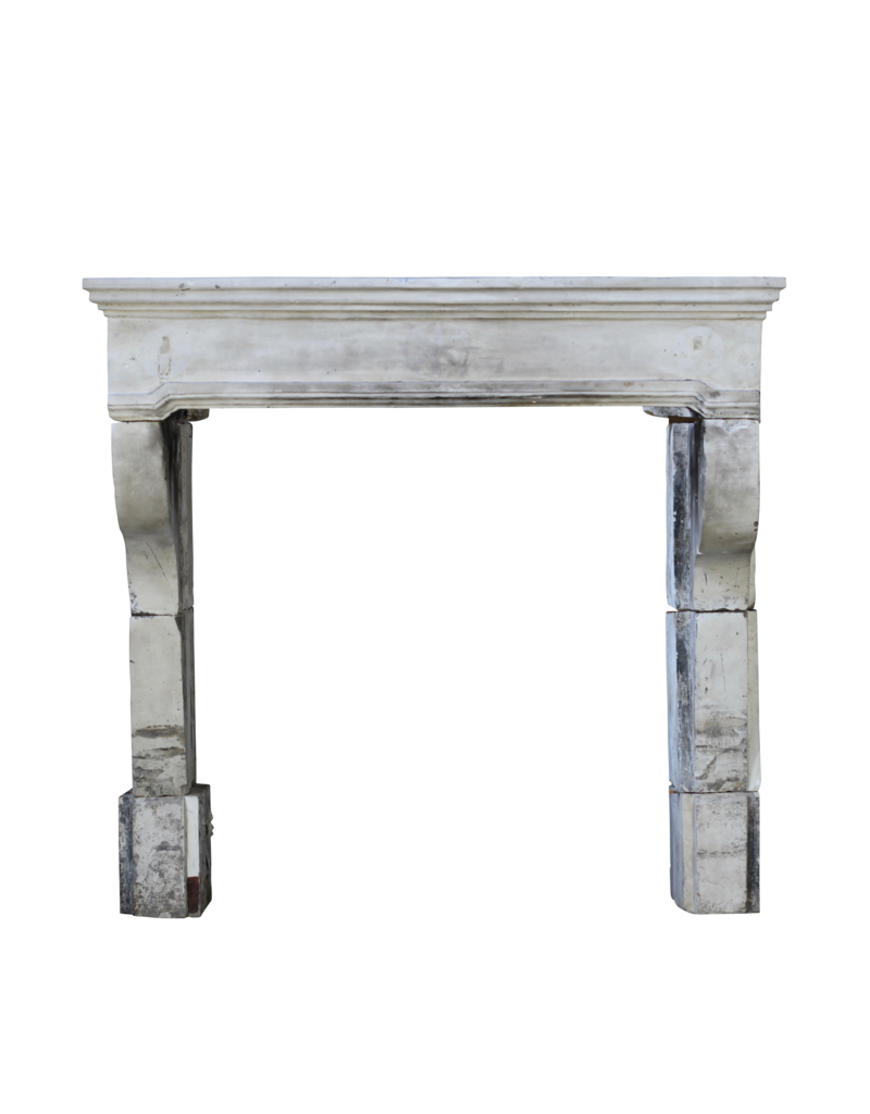 Vintage French Campagnard Limestone Fireplace Mantle