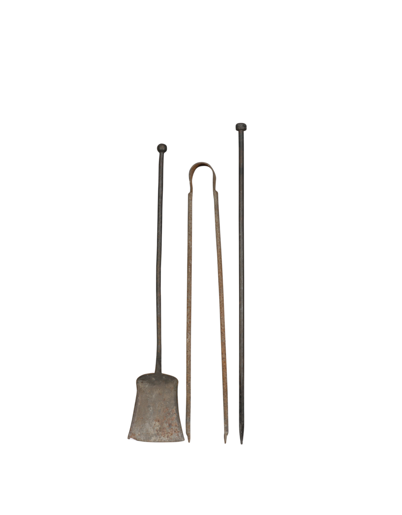 Rustic Slow-Living Fireplace Tools Ensemble In Wrought Iron