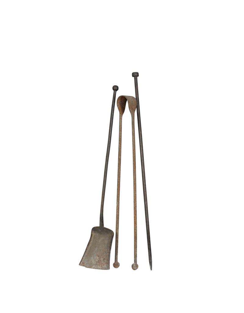 Rustic Slow-Living Fireplace Tools Ensemble In Wrought Iron