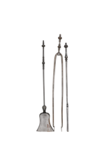 19Th Century Fireplace Tongs And Fireplace Ensemble In Wrought Iron