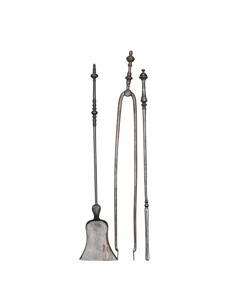 19Th Century Fireplace Tongs And Fireplace Ensemble In Wrought Iron