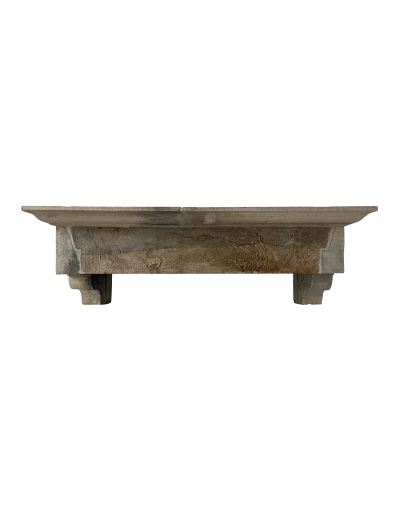 Hunting Scene Fireplace Element In French Bicolor Hard-Stone