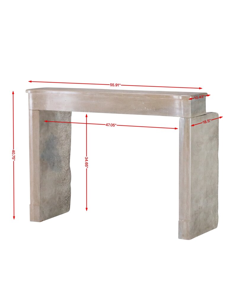 Maison Leon Van den Bogaert Bicolor Beige Timeless Stone Fireplace Surround From France