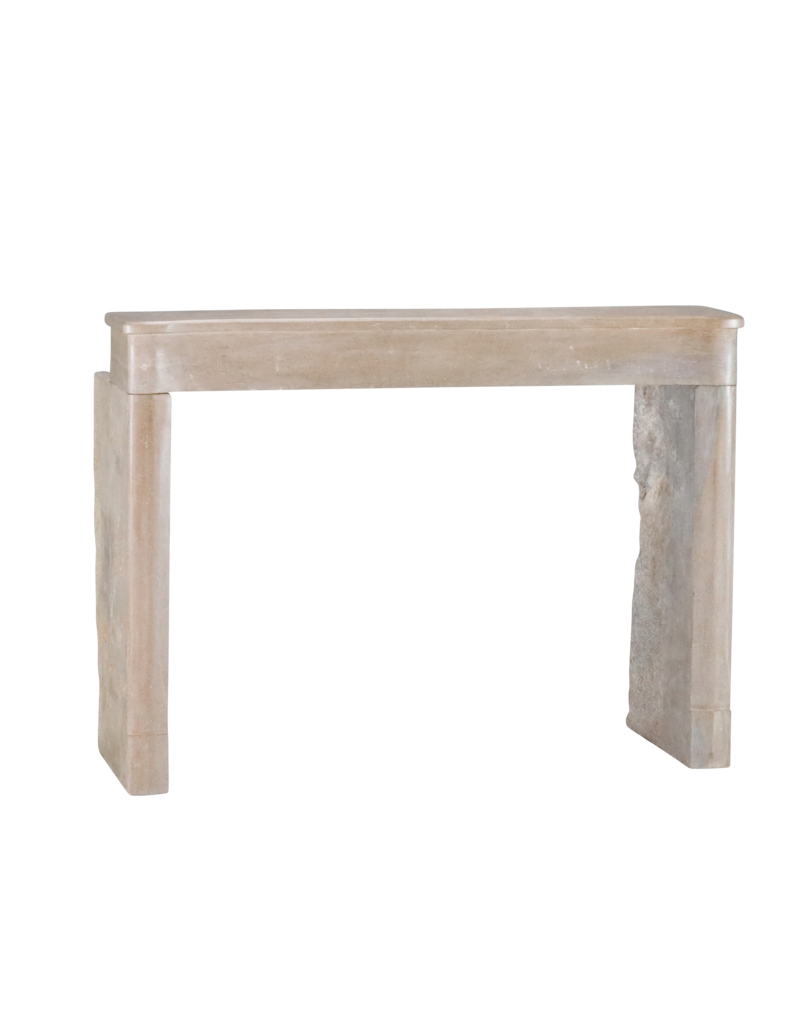 Maison Leon Van den Bogaert Bicolor Beige Timeless Stone Fireplace Surround From France