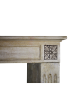 Maison Leon Van den Bogaert Stone Fireplace Mantle With Music Instruments Carved