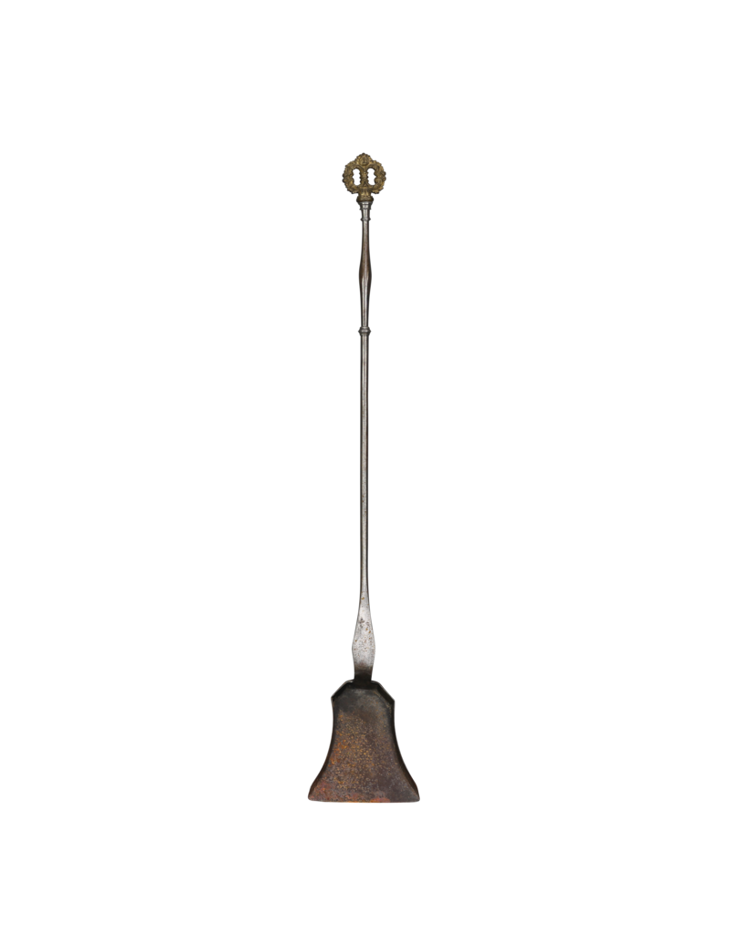 Antique French Fireplace Shovel With Brass And Wrought Iron