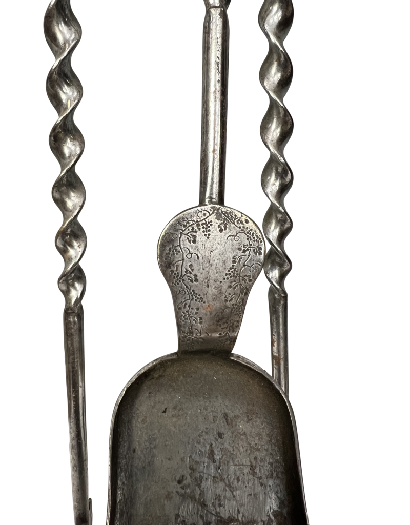 Maison Leon Van den Bogaert Uniquely Torsed Wrought Iron Fireplace Tool Ensemble