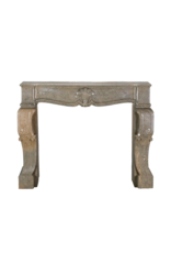 Maison Leon Van den Bogaert Ardèche Bicolor Stone Marble Fireplace Surround With Palm Tree