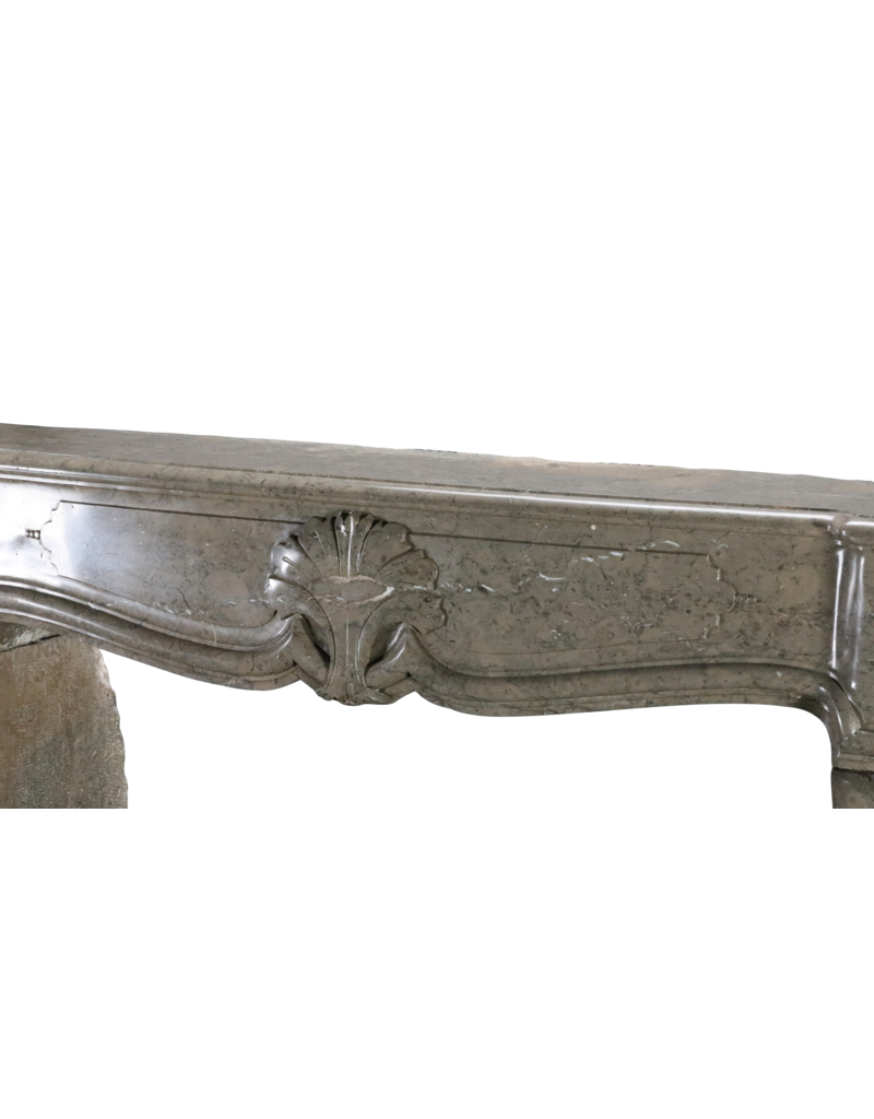 Maison Leon Van den Bogaert Ardèche Bicolor Stone Marble Fireplace Surround With Palm Tree