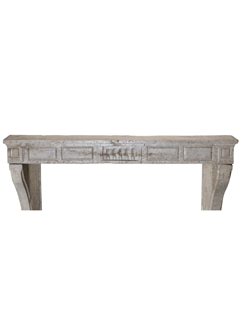 Maison Leon Van den Bogaert Dark Beige Limestone Reclaimed French Fireplace