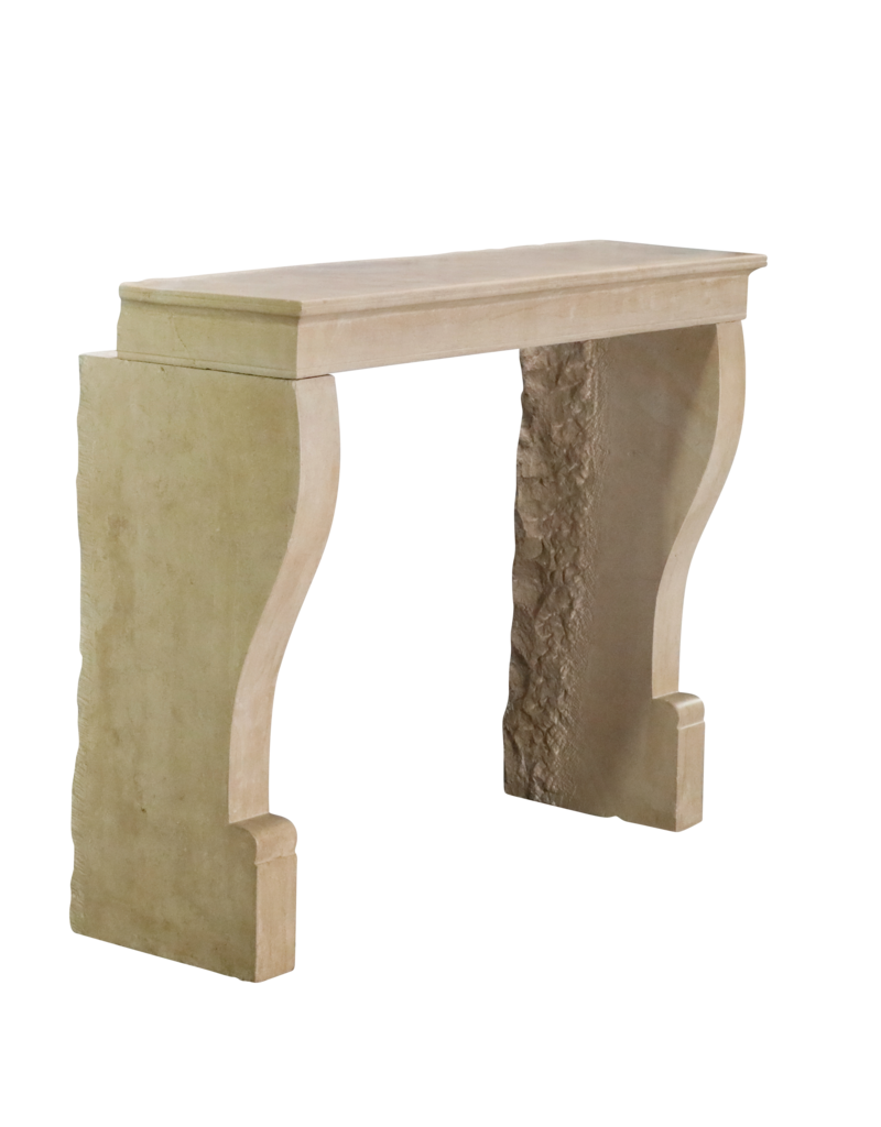 19th Century French Small Fireplace Surround In Beige Limestone